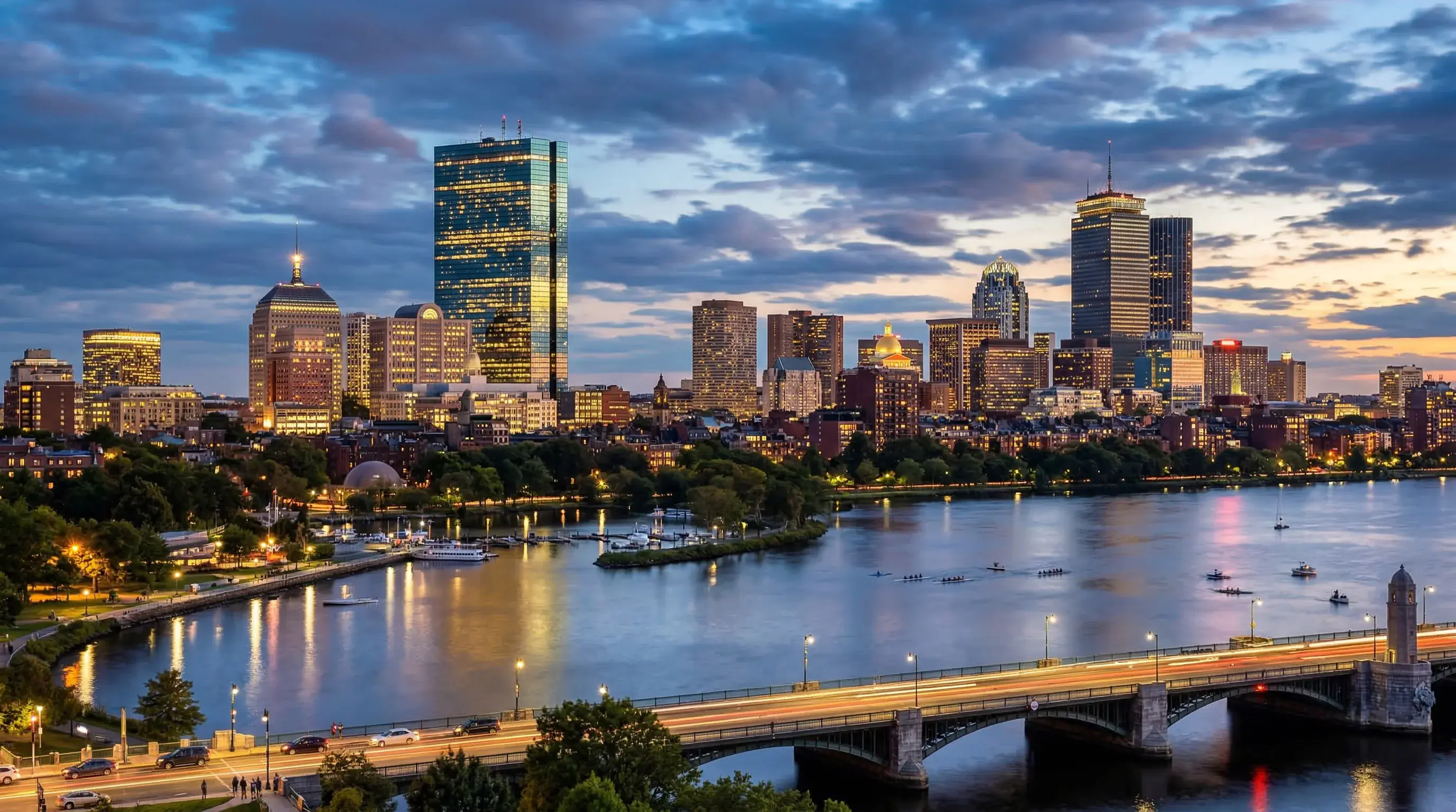 Boston skyline representing Massachusetts state