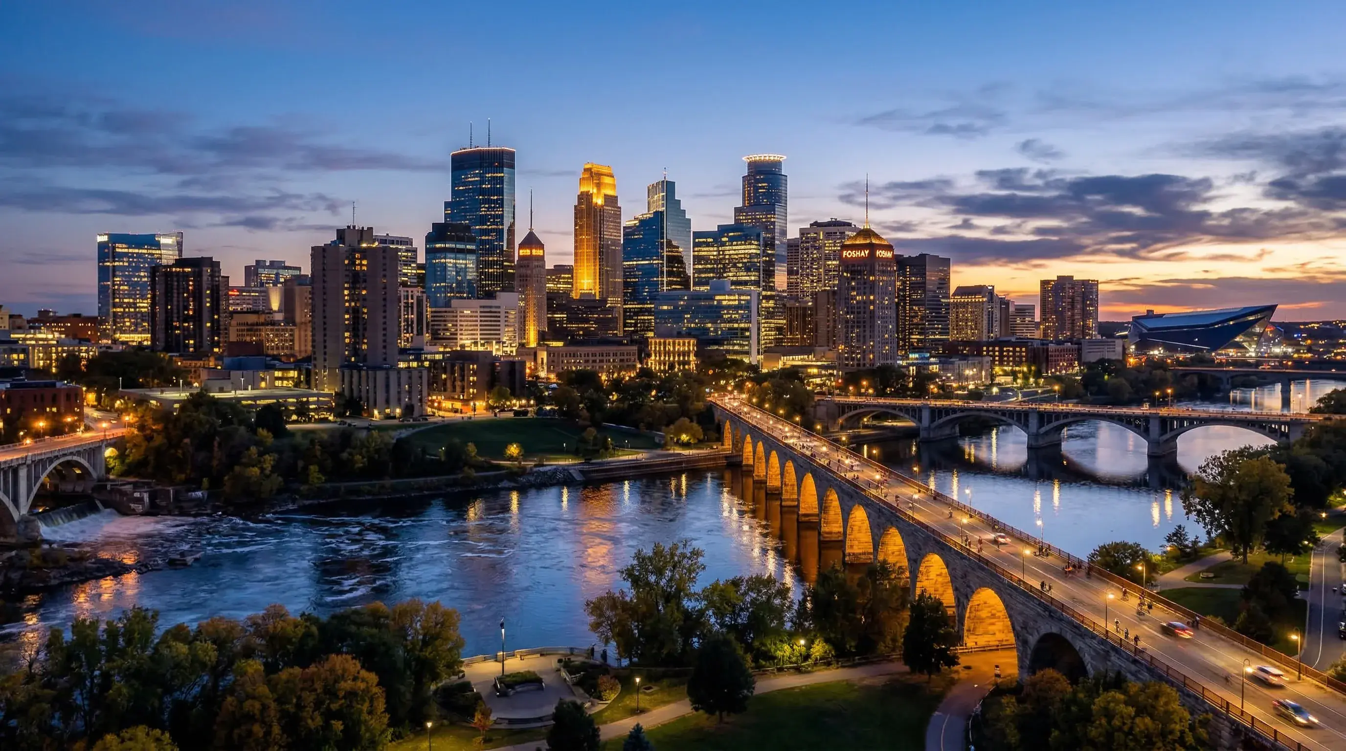 Minneapolis city skyline representing Minnesota state